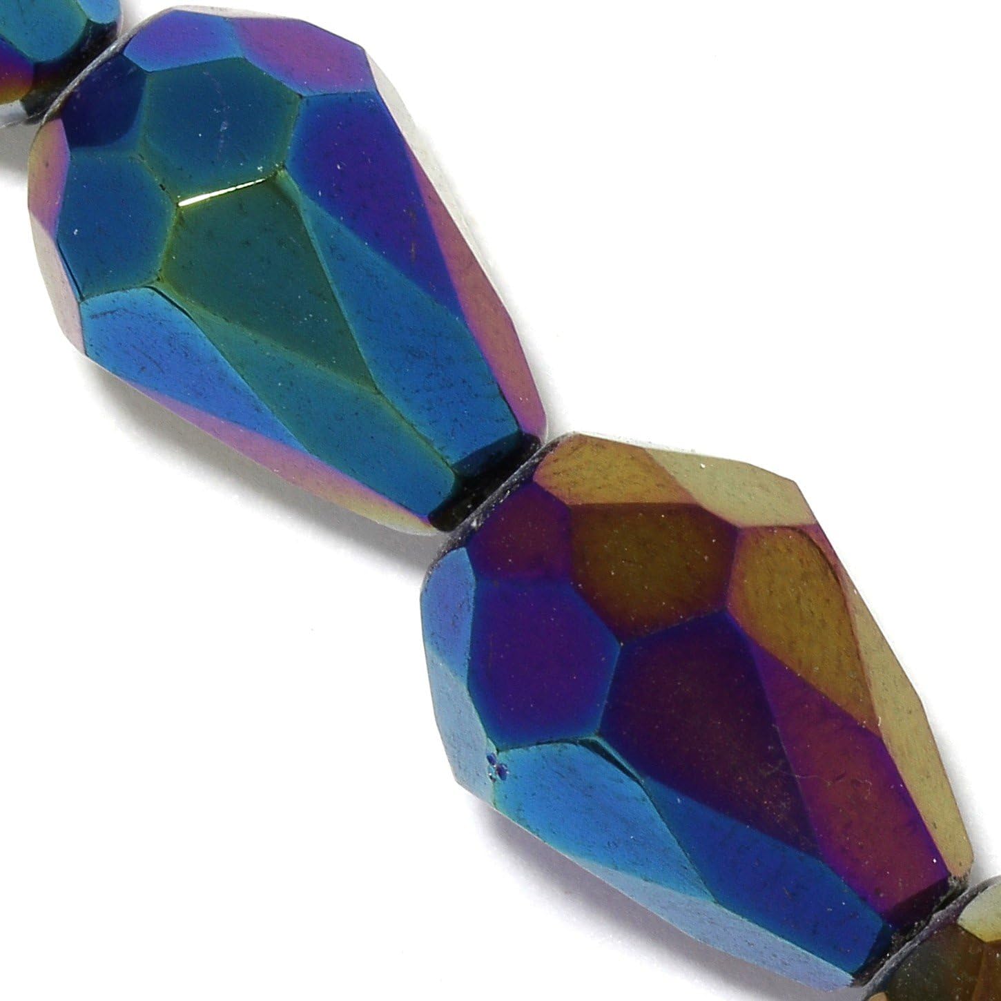 26pcs 13x10mm Aurora Borealis Teardrop Briolette Crystal Cut Glass Spacer Beads Faceted