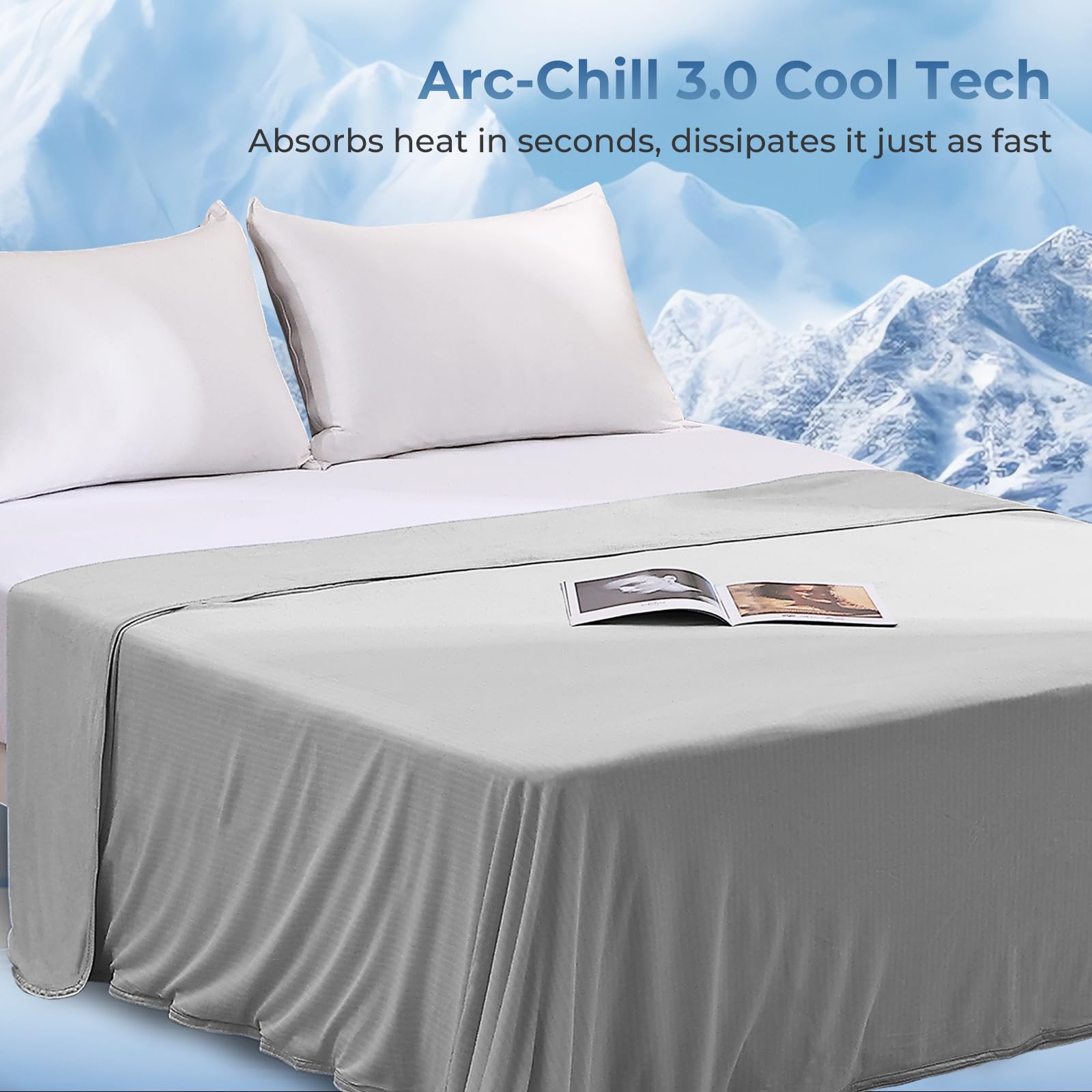 Luxear Coperta Rinfrescante per l'estate, Arc-chill Fibra di Raffreddamento Q-Max> 0,5 Cooling Blanket Coperta Refrigerante Leggera Estate Coperte a Doppia Faccia per Adulti Bambini Divano Coperta