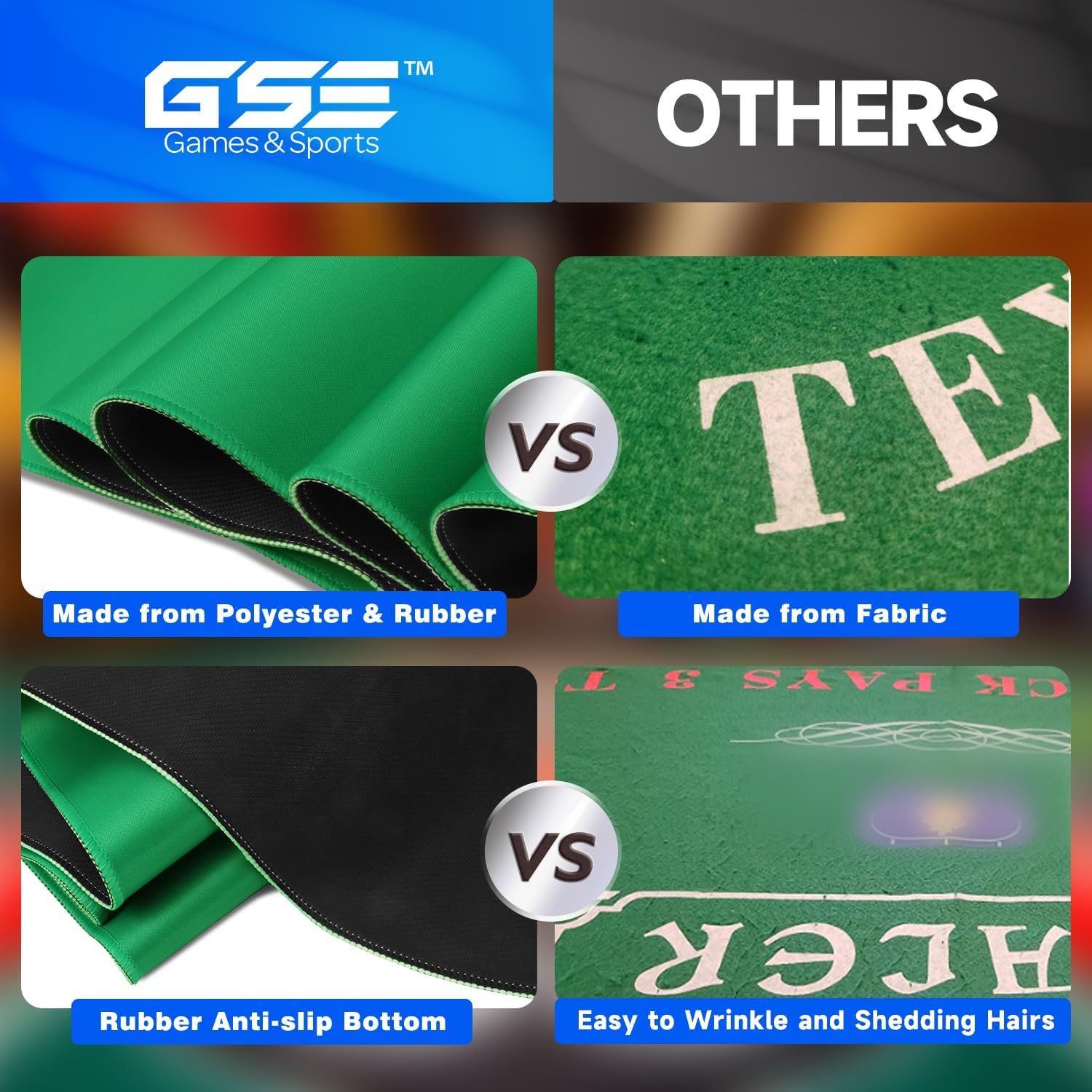 GSE 70 x 35 Inch Casino Craps Tabletop Layout Mat with Carrying Bag | Non-Slip Rubber Backing Professional Craps Dice Game Table Top Cover for Casino Game Nights, Family/Friends Parties