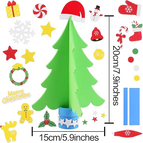 Miniatura 2 de Aneco 12 kits de espuma artesanal árbol de Navidad DIY 3D árbol de Navidad combinación pegatinas para hacer divertido árbol de Navidad