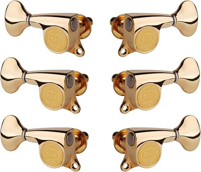 Gotoh Mini 510 3 + 3 موالفات غيتار بمقابض معدنية ، ذهب