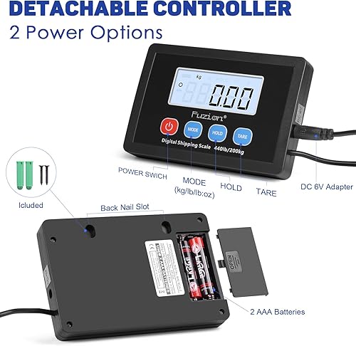 Miniatura 5 de Fuzion Báscula de envío de 440 libras x 0.35 oz de precisión, báscula postal con sujecióntara, báscula de envío digital para paquetes de pequeñas