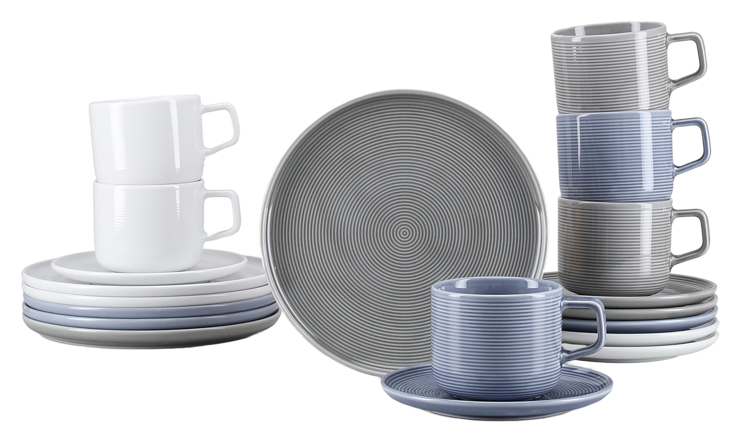 CreaTable, 25073, seria Session Urban, 18-częściowy zestaw naczyń dla 6 osób, porcelanowy serwis do kawy, nadaje się do mycia w zmywarce i używania w kuchence mikrofalowej, wyprodukowano w Europie
