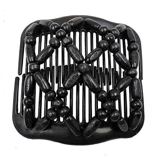 Miniatura 4 de LETSP Peine versátil rizador de pelo mágico de doble fila con cuentas de madera combinación 1