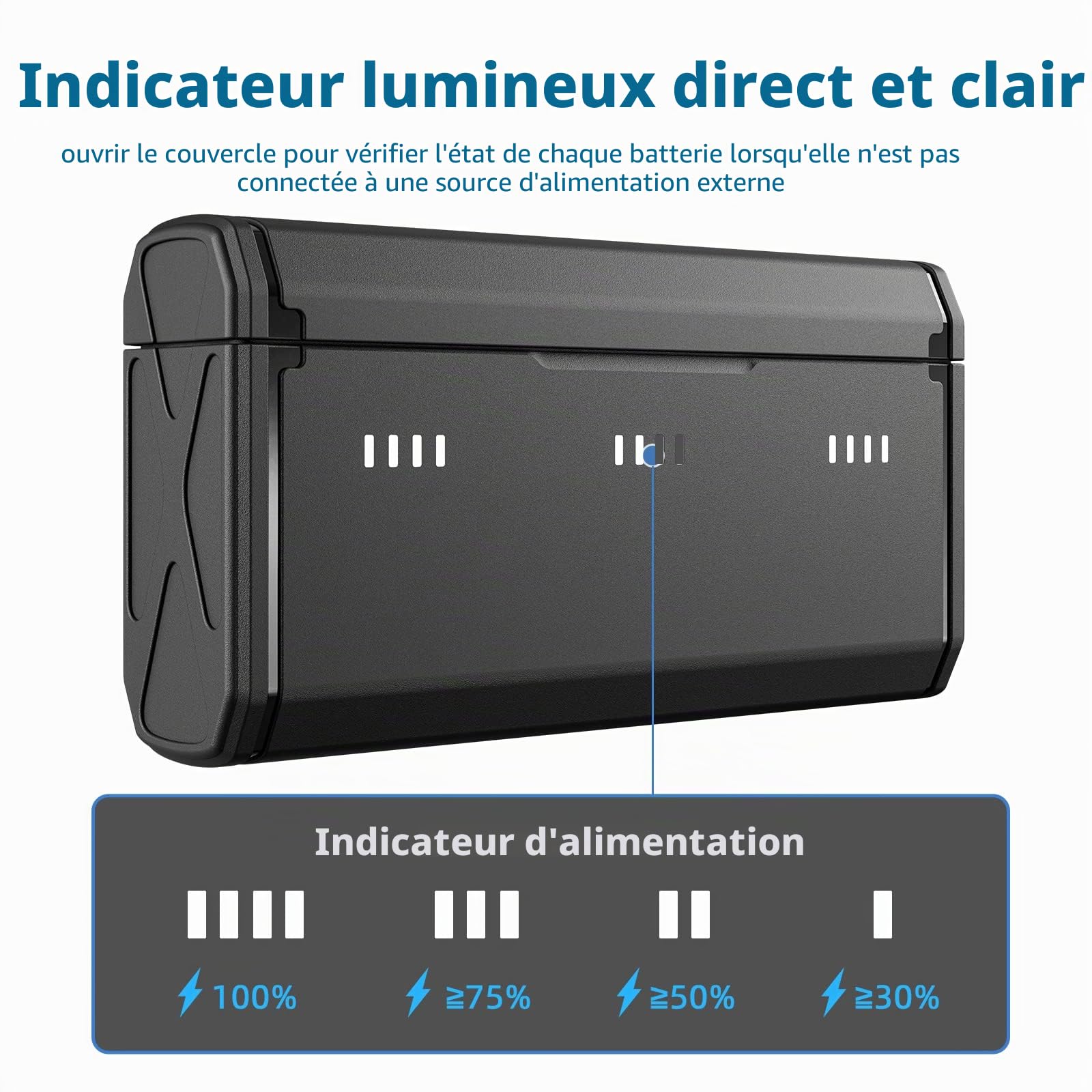 Batterie d'endurance pour Go Pro Hero 12 11 10 9 1750 mAh Endurence Battery, Chargeur Rapide, étui de Rangement pour Carte TF pour Go Pro Hero 9 10 11 Noir