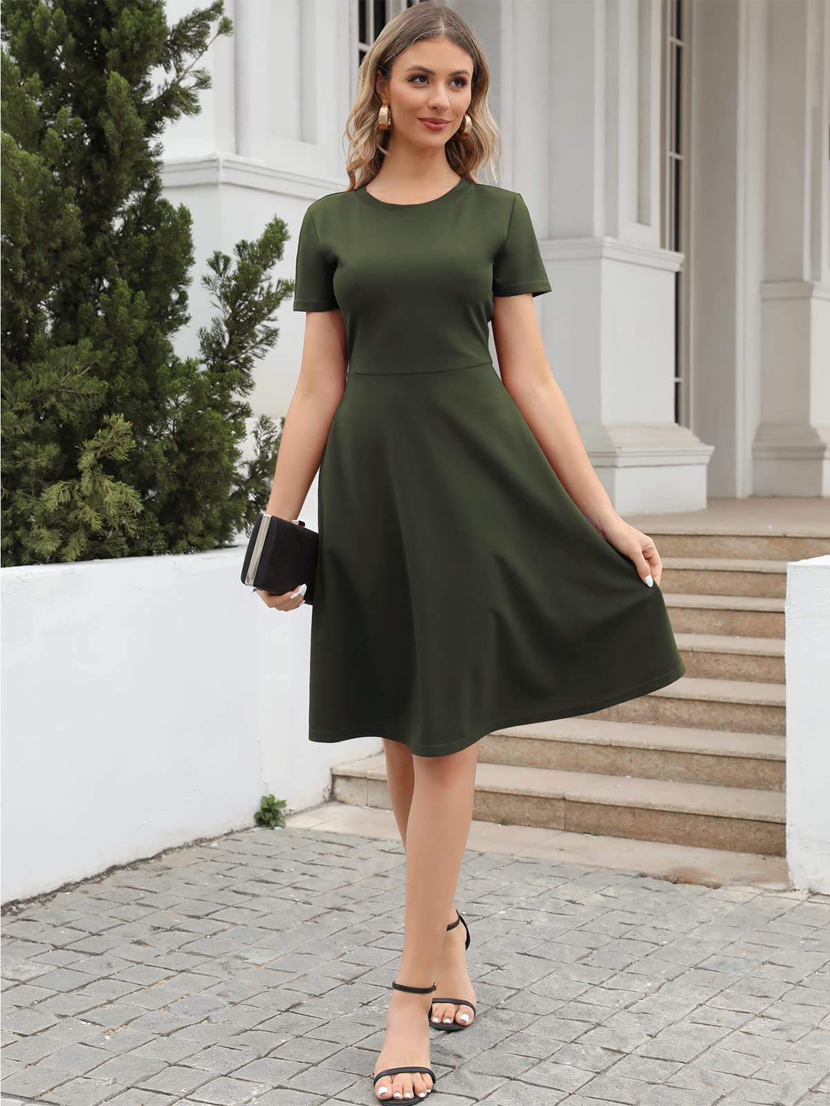 chinese dress ladies Allegra K Women's Work Dress Round Neck Solid Color Sleeveless A-Line  Business Casual Office Dresses X-Small Apricot at Amazon Women's Clothing  store
