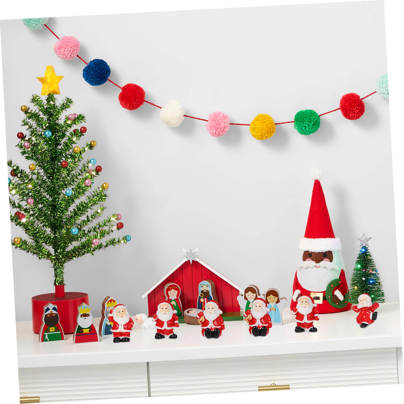 VALICLUD 12stücke Weihnachtsmann Figur Mini Weihnachtsmänner Kunststein für Weihnachts-mikrolandschaft Weihnachtsbaumschmuck Tischdekoration Zufälliger Stil