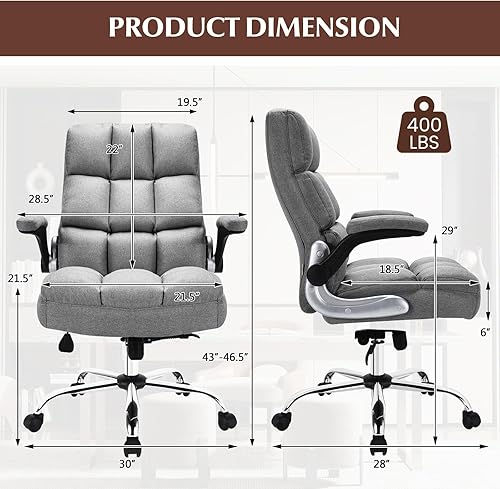 Miniatura 3 de POWERSTONE Silla de oficina grande y alta, 400 libras, silla ergonómica de escritorio ejecutiva con respaldo alto con brazos abatibles y cojín