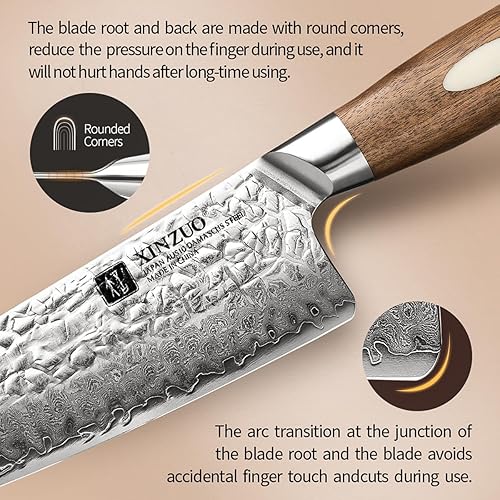 Miniatura 3 de XINZUO Cuchillo de chef de acero de Damasco de 8.3 pulgadas y 67 capas, cuchillo de chef japonés AUS-10 forjado a mano con caja de regalo, mango de