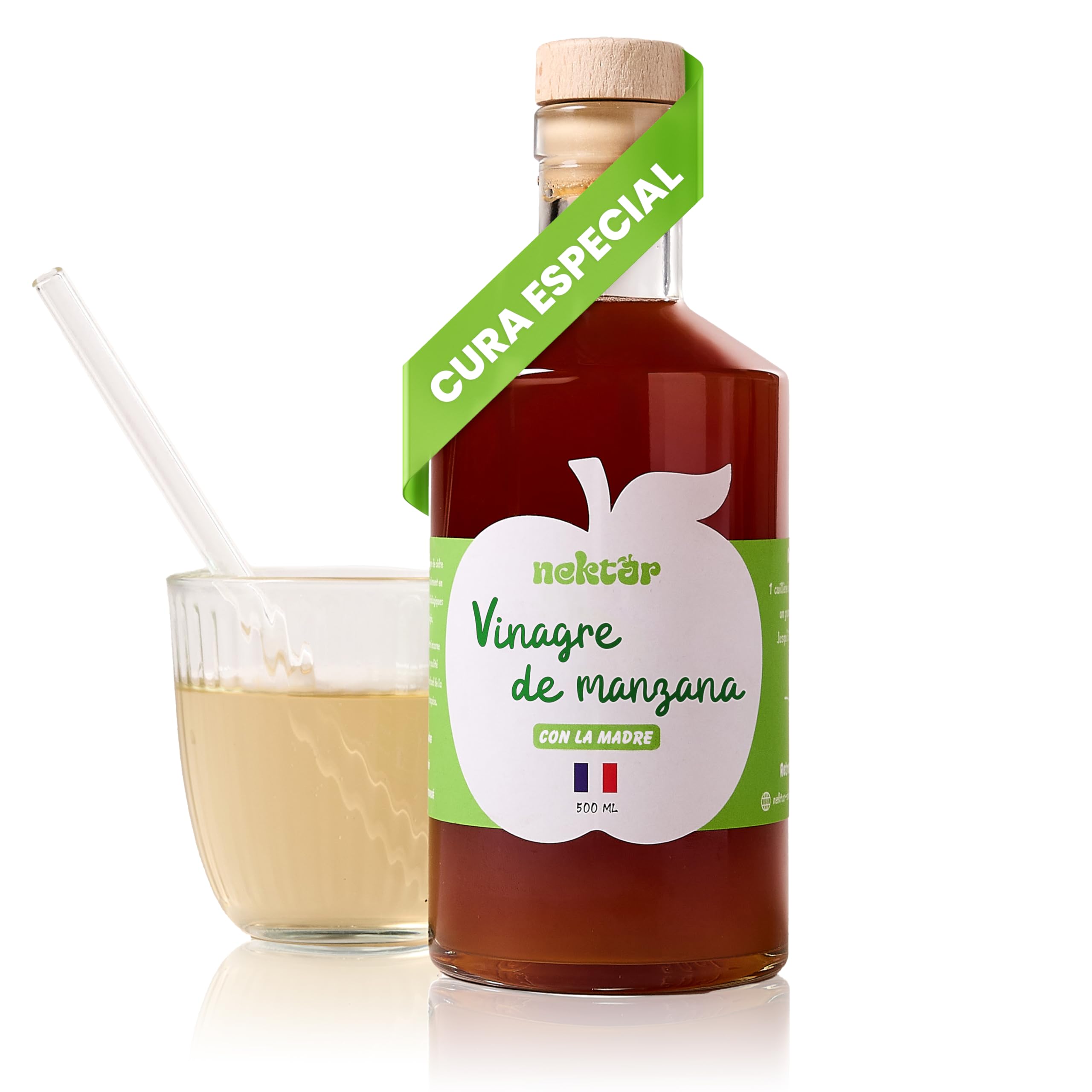 Vinagre de Sidra Orgánico Sin Pasteurizar Sin Filtrar con Madre 500 ml Hecho en Normandía