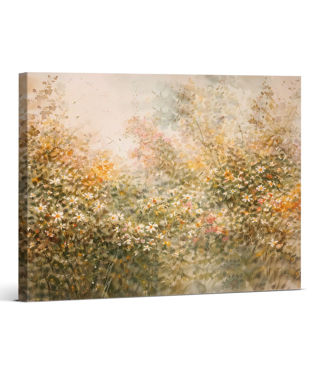 Vintage Abstract Flowers Wall Art Print - Wildflowers Country Canvas Poster Painting - Aesthetic Wall Decor for Home