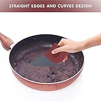 Vista 3 de TMEDW Raspador de plástico, herramienta raspadora de hierro fundido, raspador de cocina para limpiar sartenes, sartenes y planchas, imán integrado