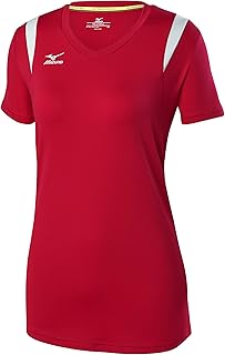 Mizuno Balboa 5.0 Short Sleeve Volleyball Jersey, Womens XX-Small, Red/Silver
