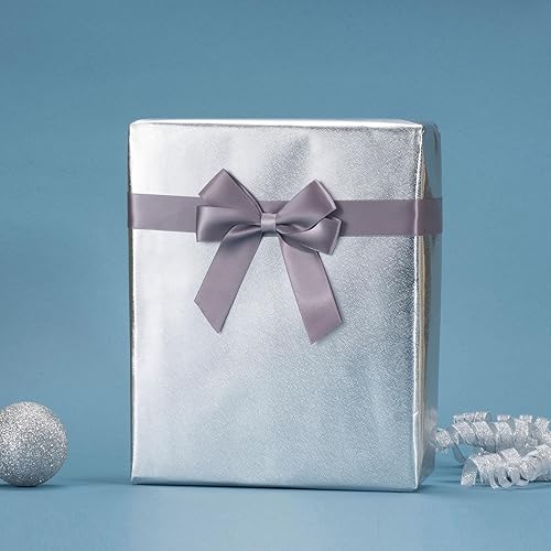 Miniatura 7 de Rollo de papel de regalo plateado, 17 x 16.4 pies por rollo, mini rollo de papel de regalo perfecto para bodas, cumpleaños, baby shower, Navidad