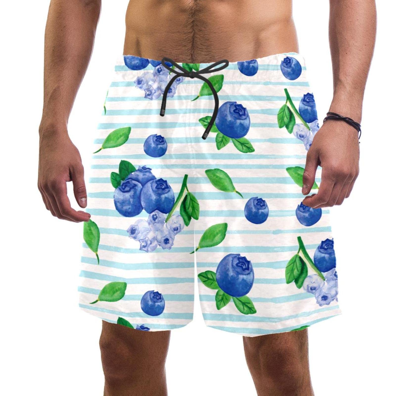 Maillots de bain pour hommes HadHfun short de plage aquarelle bleuets