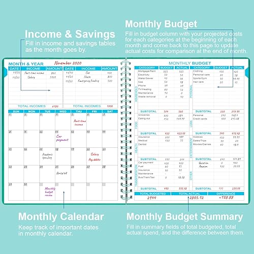 Miniatura 2 de Agenda de presupuesto libro de presupuesto mensual de 8 x 9.5 pulgadas con cuaderno de seguimiento de gastos, libro de presupuestos 2023-2024 y