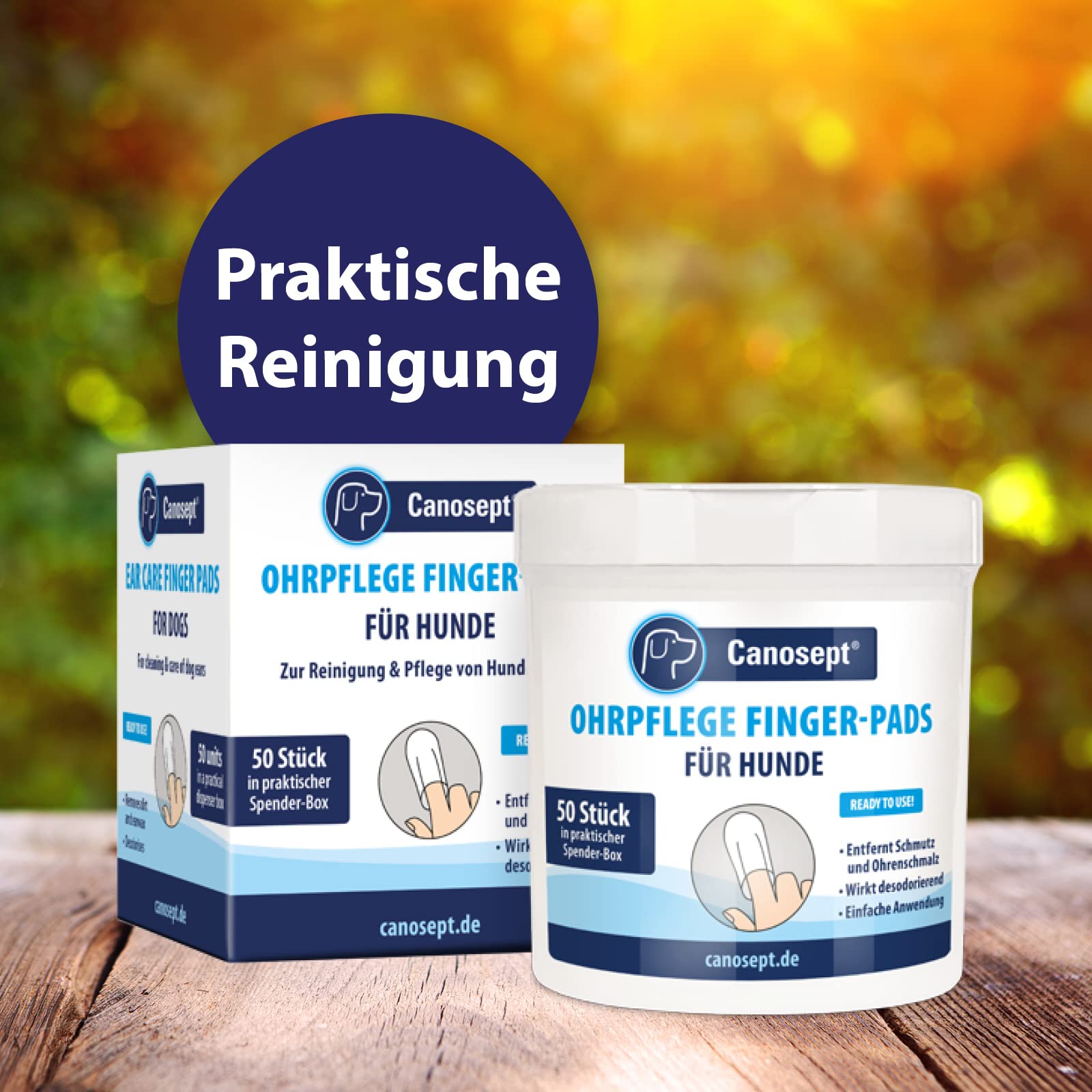 Canosept Ohrpflege Finger-Pads für Hunde 50 Stück - praktischer Hunde Ohrenreiniger Hund, Ohrreiniger für Hunde, Pflege & Hygiene Ohr-Pads - 1