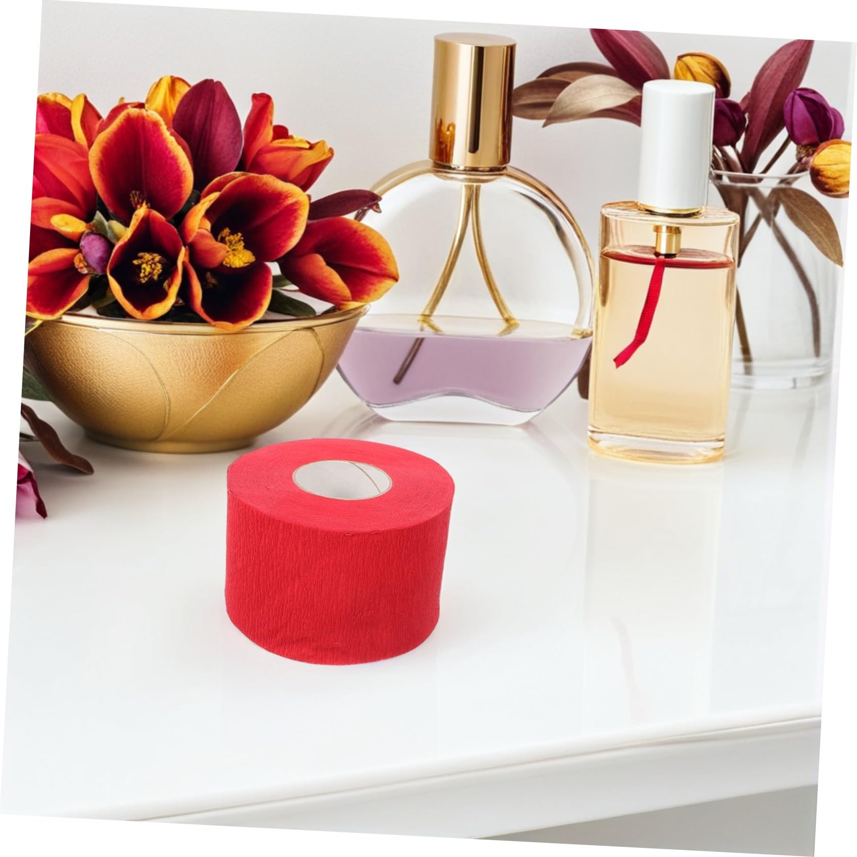 PACKOVE Banda para cuello de peluquería desechable de papel rojo, 10 unidades, cómoda y protectora para cortes en barbería profesional y casa