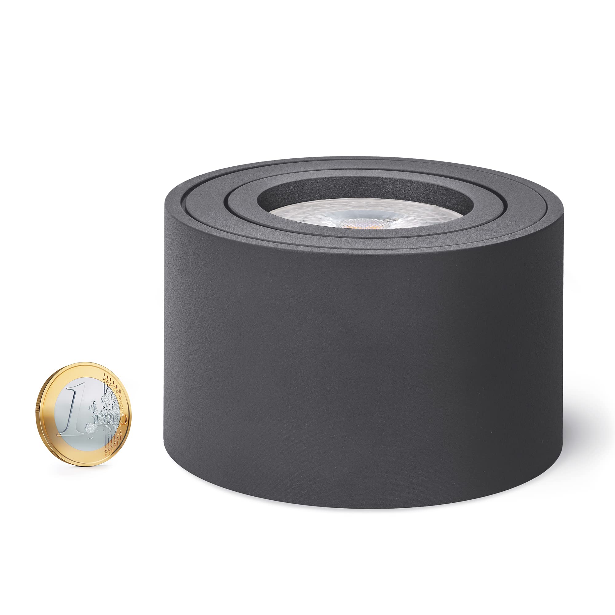 linovum SMOL Aufbauspot anthrazit flach schwenkbar Ø80mm 4W warmweiß