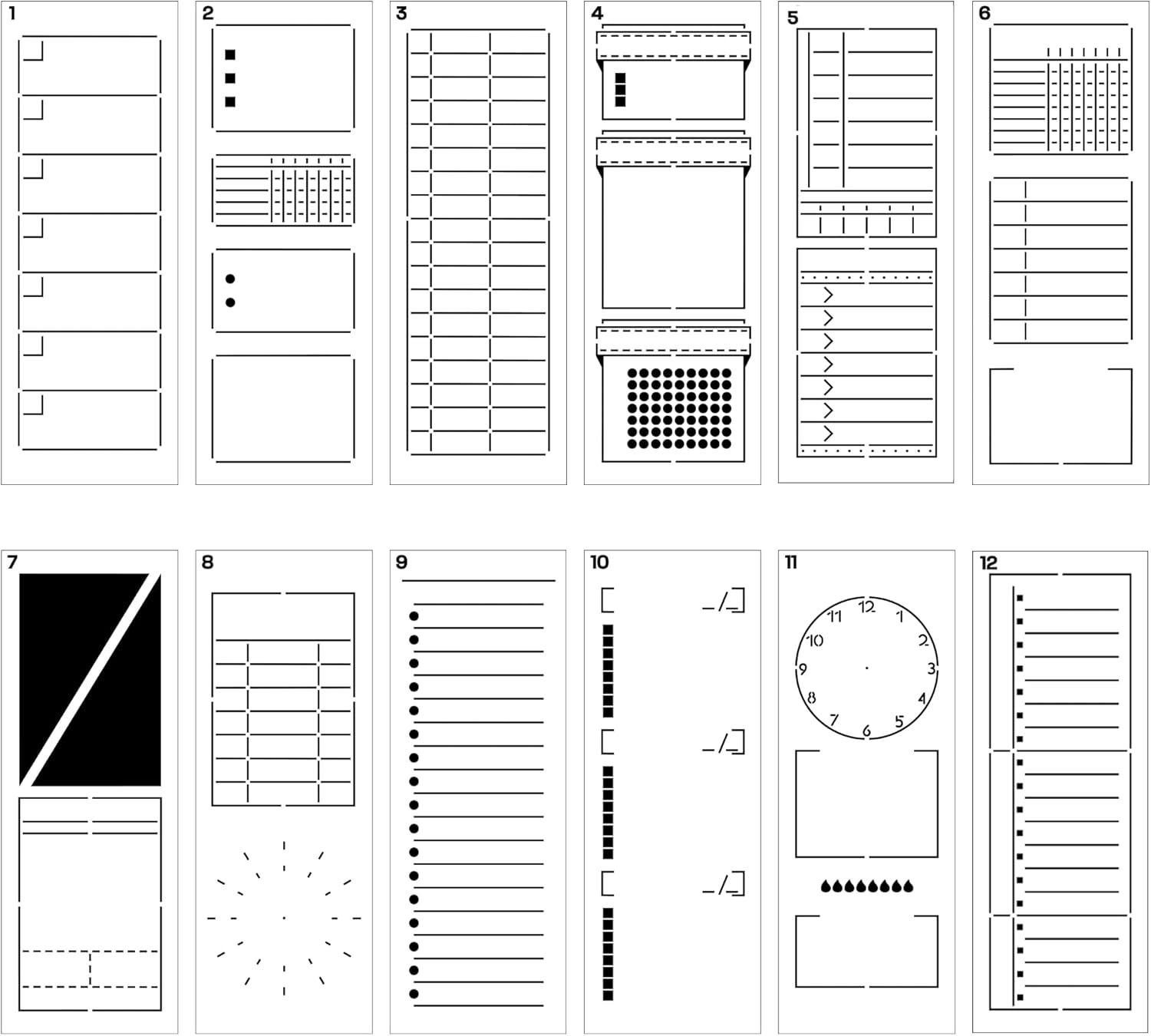 Bookmark Planner Stencils x12 Journal Stencils with Templates for