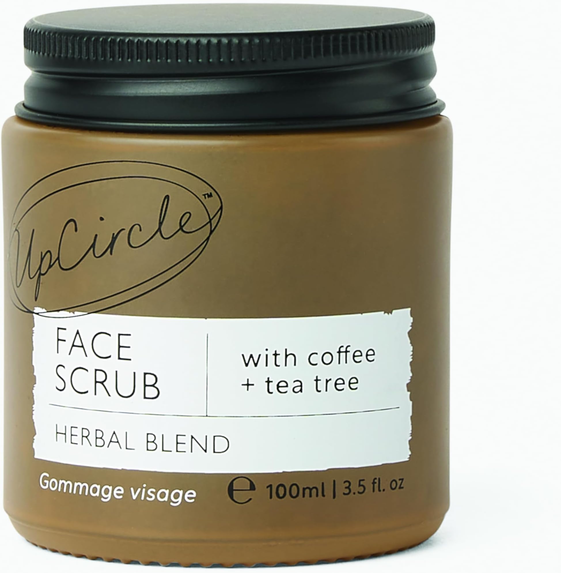 UpCircle Coffee Face Scrub - Herbal Blend For Oily, Combination + Spot Prone Skin 100ml - Tea Tree, Shea Butter, Coconut + Rosehip Oil - Natural, Vegan Face Exfoliator For Soft, Smooth Skin