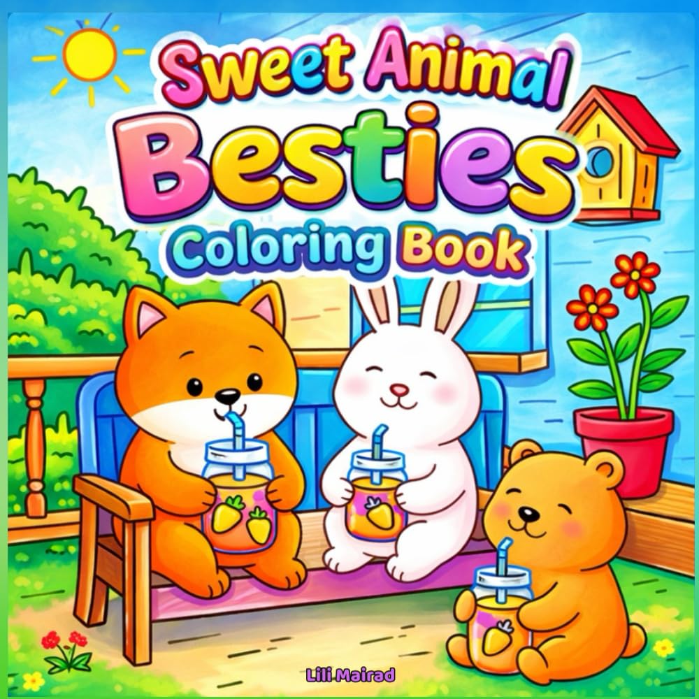 Sweet Animal Besties Coloring Book: Cozy Cute Friendship Moments for Relaxation and Stress Relief