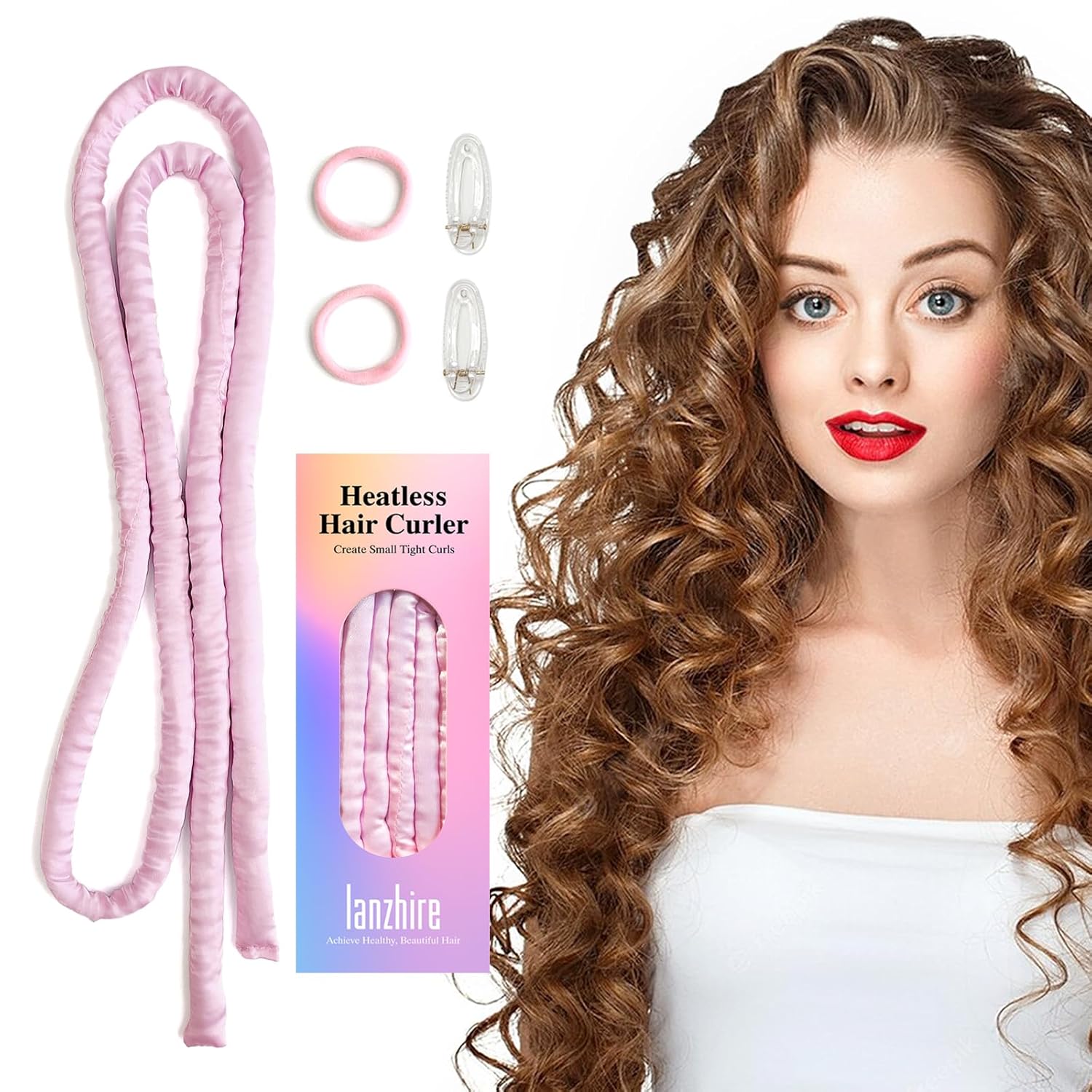 Lanzhire Heatless Small Curling Rod Headband, No Heat Thin