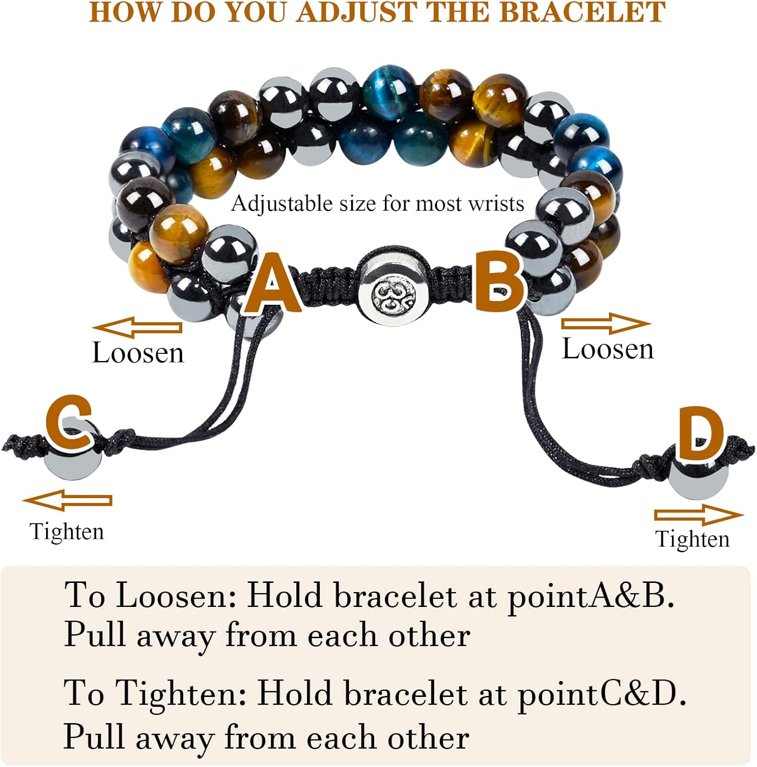 Triple Protection Bracelet Natural Black Obsidian Tigers Eye Hematite Beads Crystal Bracelet Healing Bracelets for Men Women Bring Prosperity Luck and Health - Image 5