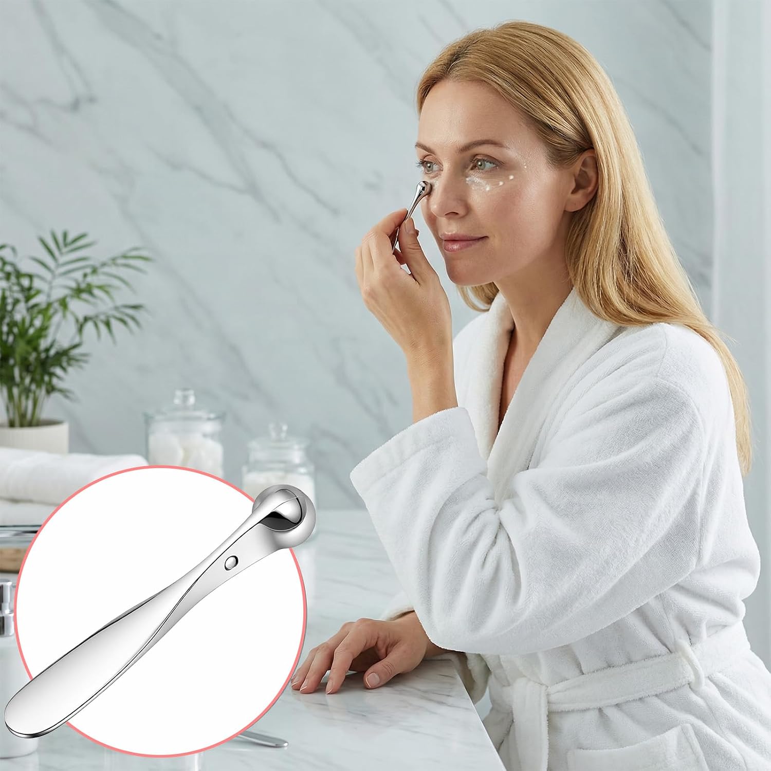 4 Pcs Metal Eye Cream Applicator Massage Stick Reusable Facial Skincare Tool Makeup Spatula for Reducing Puffiness Wrinkle Dark Circles Cosmetic Face Cream Applying Beauty Accessories