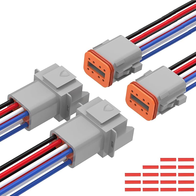 Kit de conectores elétricos Deutsch DT 8 pinos Tevacohn com fios 14 AWG – 4 pares