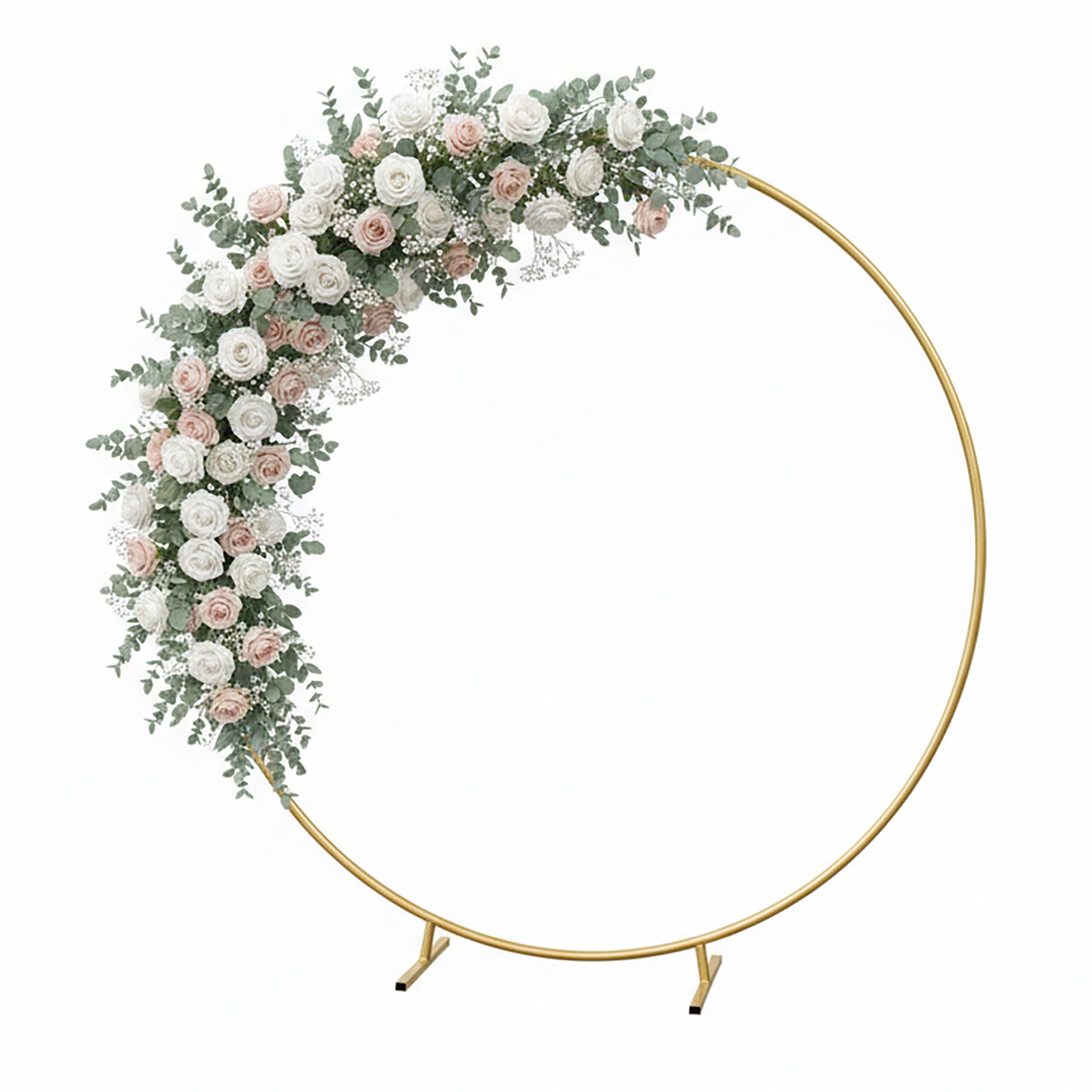Relaxdays Arche Ronde en métal dorée pour Mariage, Anniversaire, fiançailles, Fleurs, Ø 195 cm, Arc décoratif