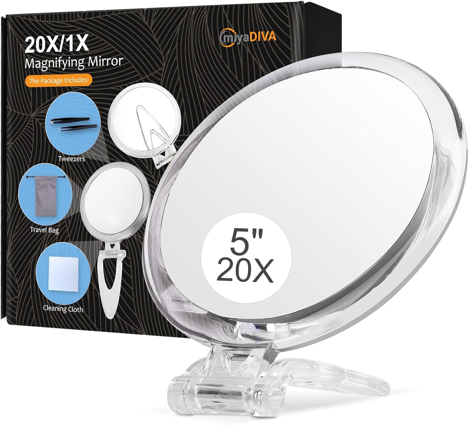 5 Inch Magnifying Mirror 20X with Blackhead Tweezer Kit