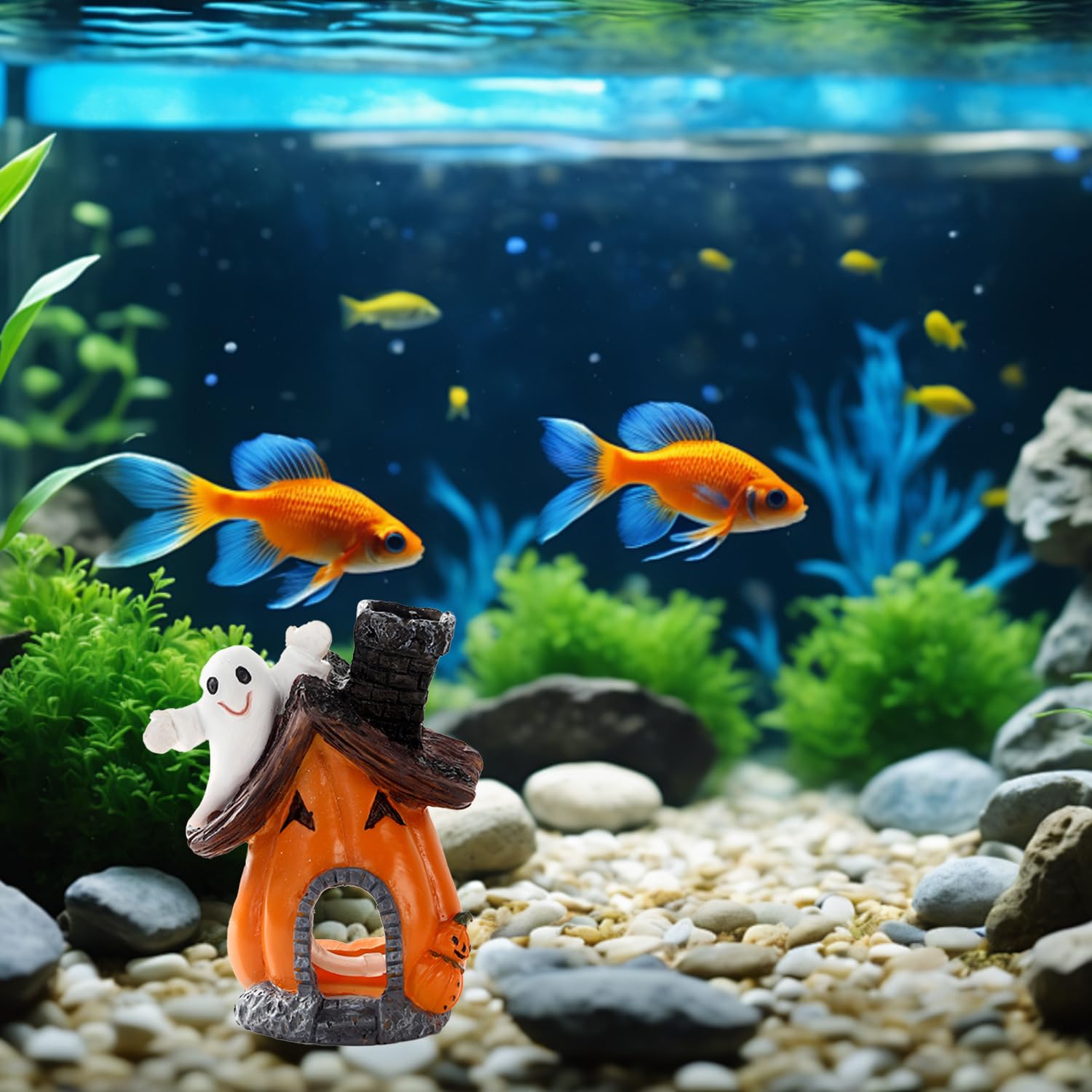 Lezevn 5pcs Halloween Fish Tank Decorations Small Pumpkin Aquarium Decoration Ornaments for Aquarium Home Outdoor Garden Decoration - Image 4