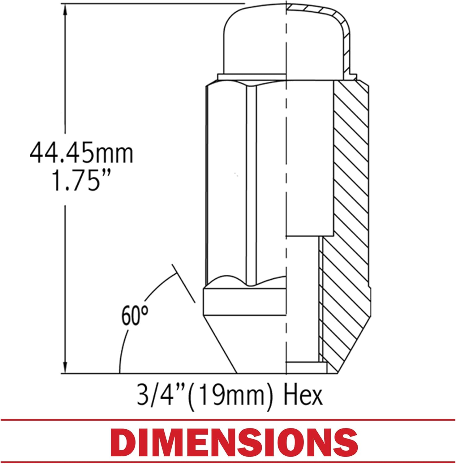 Wheel Accessories Parts 24 Pcs M14x1.5 14x1.5 Thread Bulge Acorn 1.75" Long Lug Nuts Black 3/4" 19mm Hex Fits Cadillac Escalade ｜ Chevy Silverado 1500 ｜ GMC Sierra1500 ｜ Ford F150 ｜ RAM 1500
