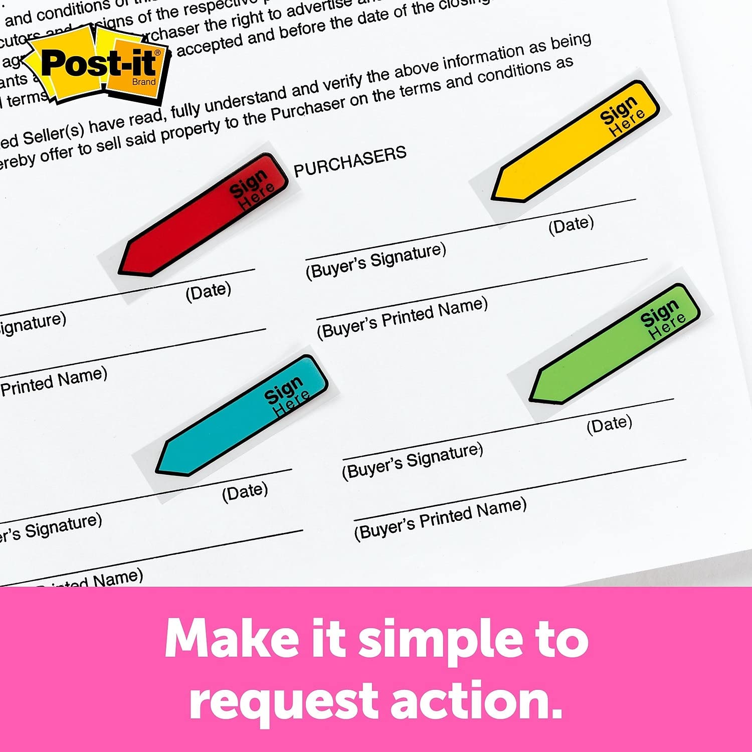 Post-it (R) sign-and-date Nachricht Flaggen, verschiedene helle Farben, 1/2in, 80 Stück