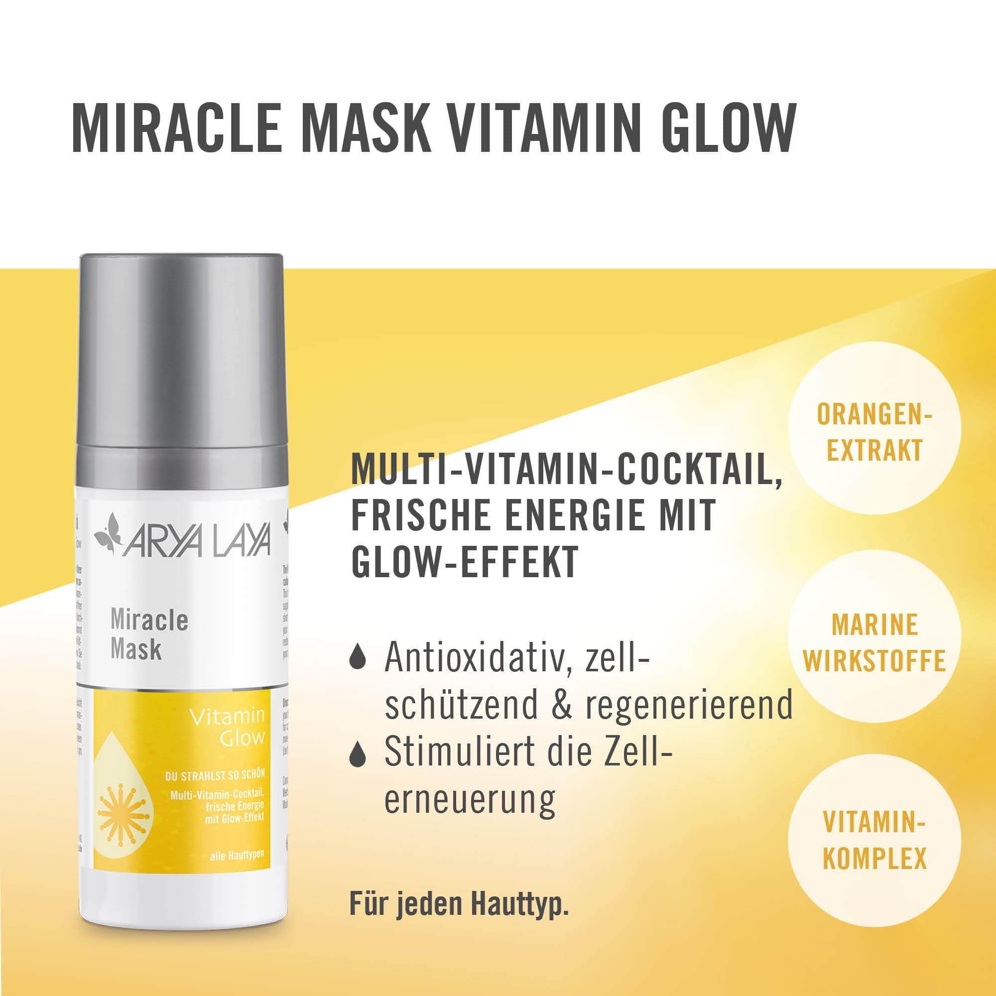 ARYA LAYA Miracle Mask Trio, 3 x 30 ml: pflegende Gesichtsmasken im Set, für alle Hauttypen: mit Glow-Effekt, Glättungs-Effekt & Beruhigungs-Effekt