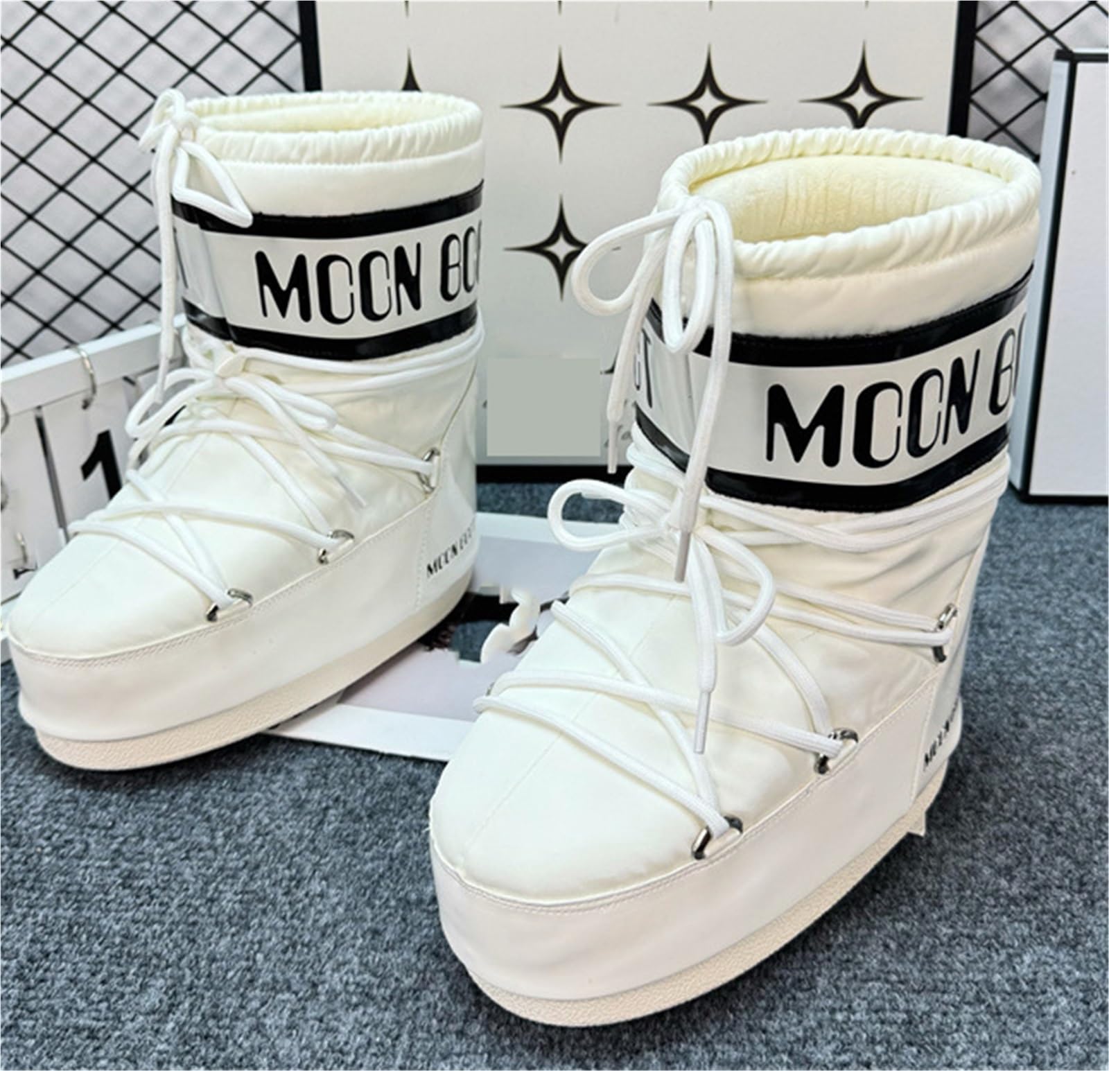 Generisch Damen Mittelhoch Gefütterte Moonboots Winterstiefel Wasserdicht Wechselbare Innenfuss Warme Freizeitstiefel
