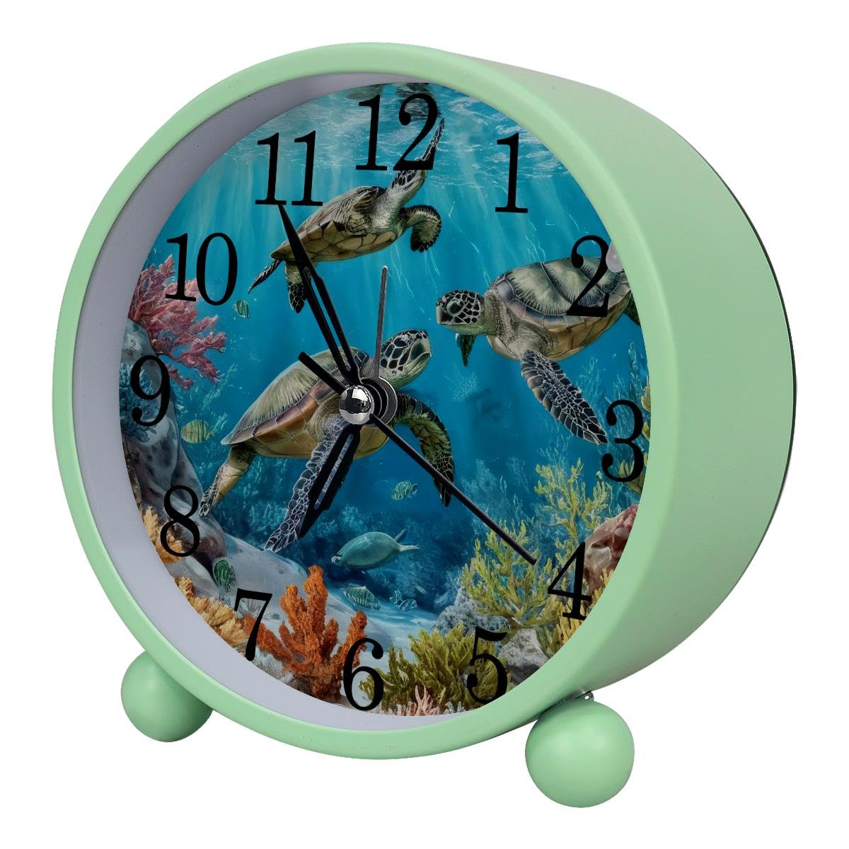 Luoweisi Alarm Clock Ocean Turtles, Silent Non-Ticking with Night Light