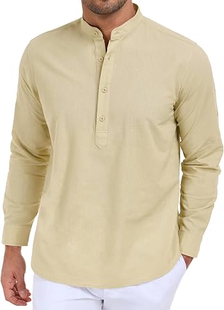 Mens Cotton Button Down Shirts Long Sleeve Comfy Casual Shirt for Men S-XXL
