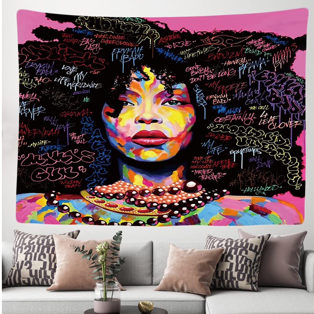 Ulticool, Frau Art Quotes Black Hair, Tapestry, 200 x 150 cm, Large Tapestry, Poster Decoration, Wallpaper, Picture - Image 3