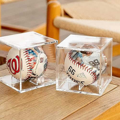 Miniatura 6 de Estuche de exhibición de béisbol, cubo acrílico con protección UV, soporte cuadrado transparente para exhibición de recuerdos y almacenamiento de