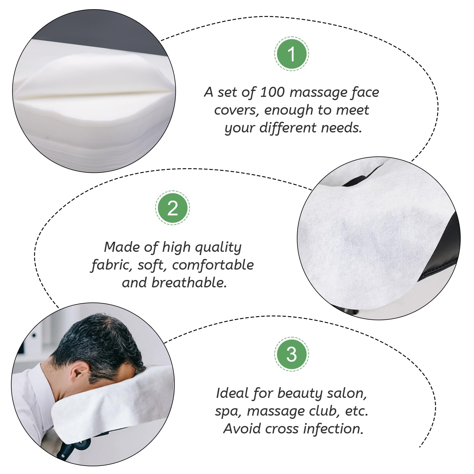 100pcs Fundas Desechables para Reposacabezas de Mesa de Masaje, Fundas Desechables Masaje Cojín Desechable de Masaje para Profesional para SPA Masaje Tatuaje - 36 x 27cm