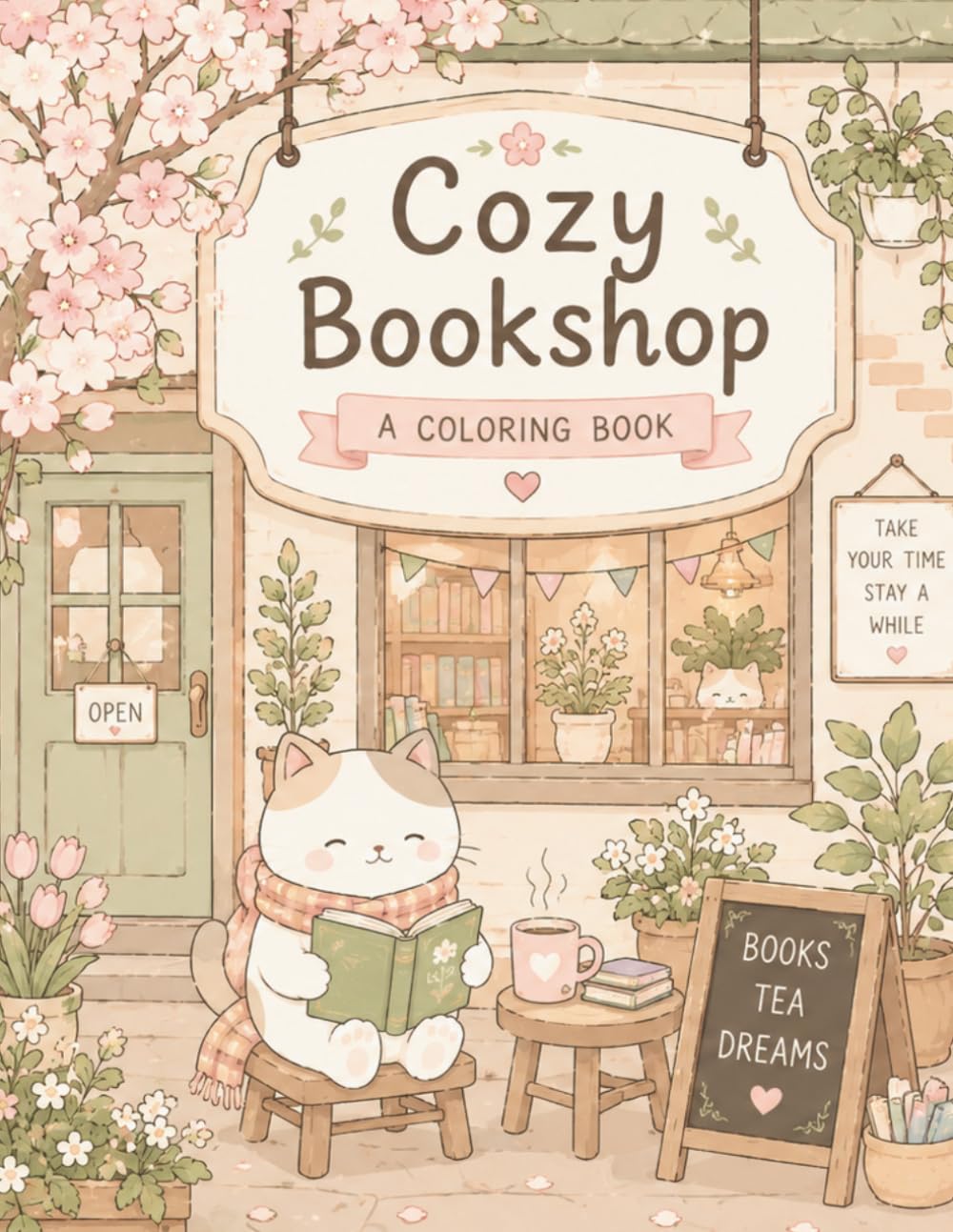 Cozy Bookshop: Coloring Book