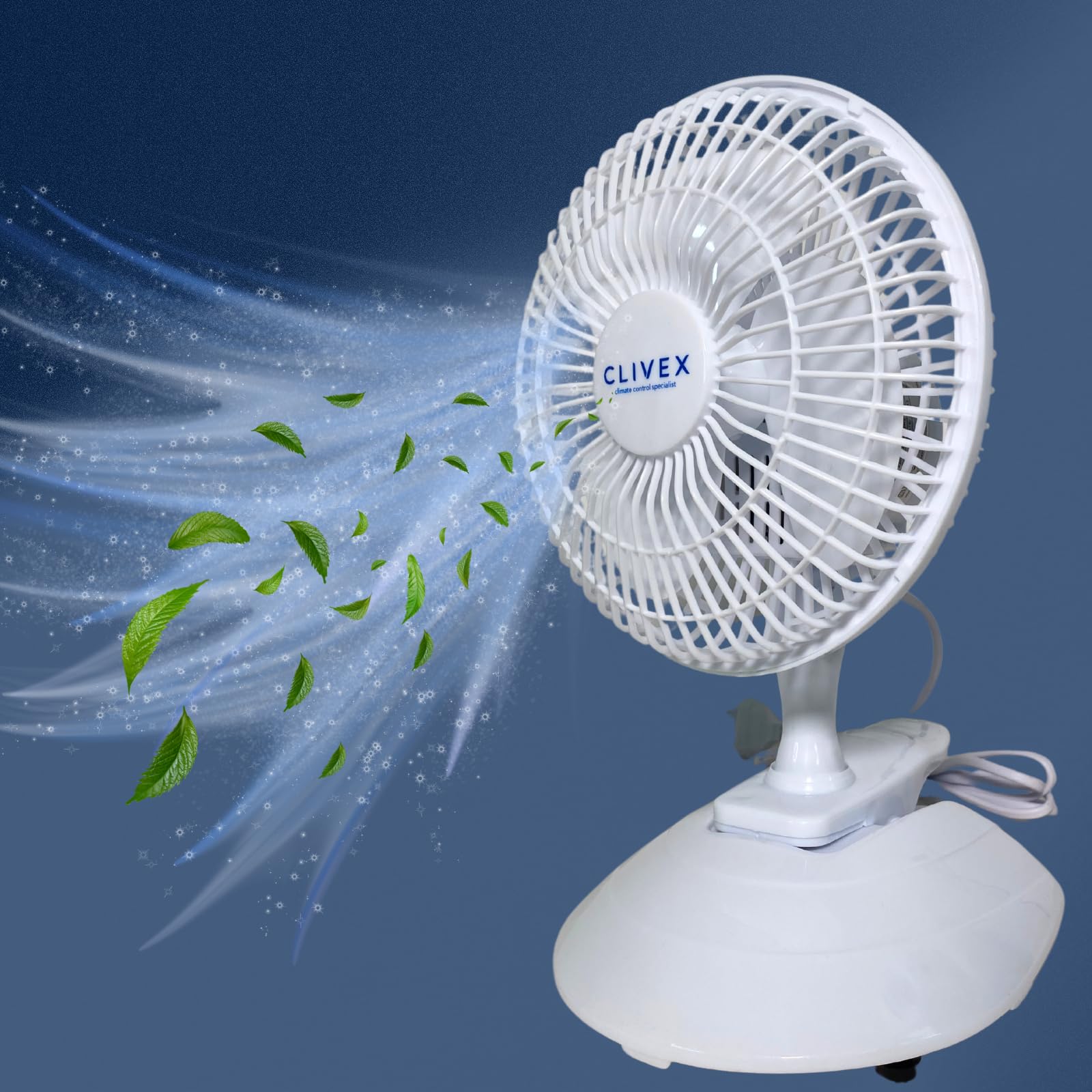 Ventilator mit Klammer und Clip, 15 cm (15 W), 2 Geschwindigkeitsstufen, inklusive Basis zur Verwendung als Schreibtisch