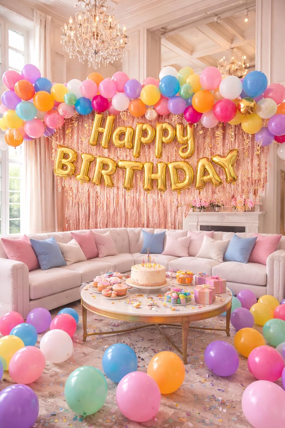 100 Pack Latex Balloons – 12 Inch Assorted Rainbow Party Balloons with Arch Strip, Ribbon & Glue Dots – Birthday, Baby Shower & Balloon Arch Decoration Kit
