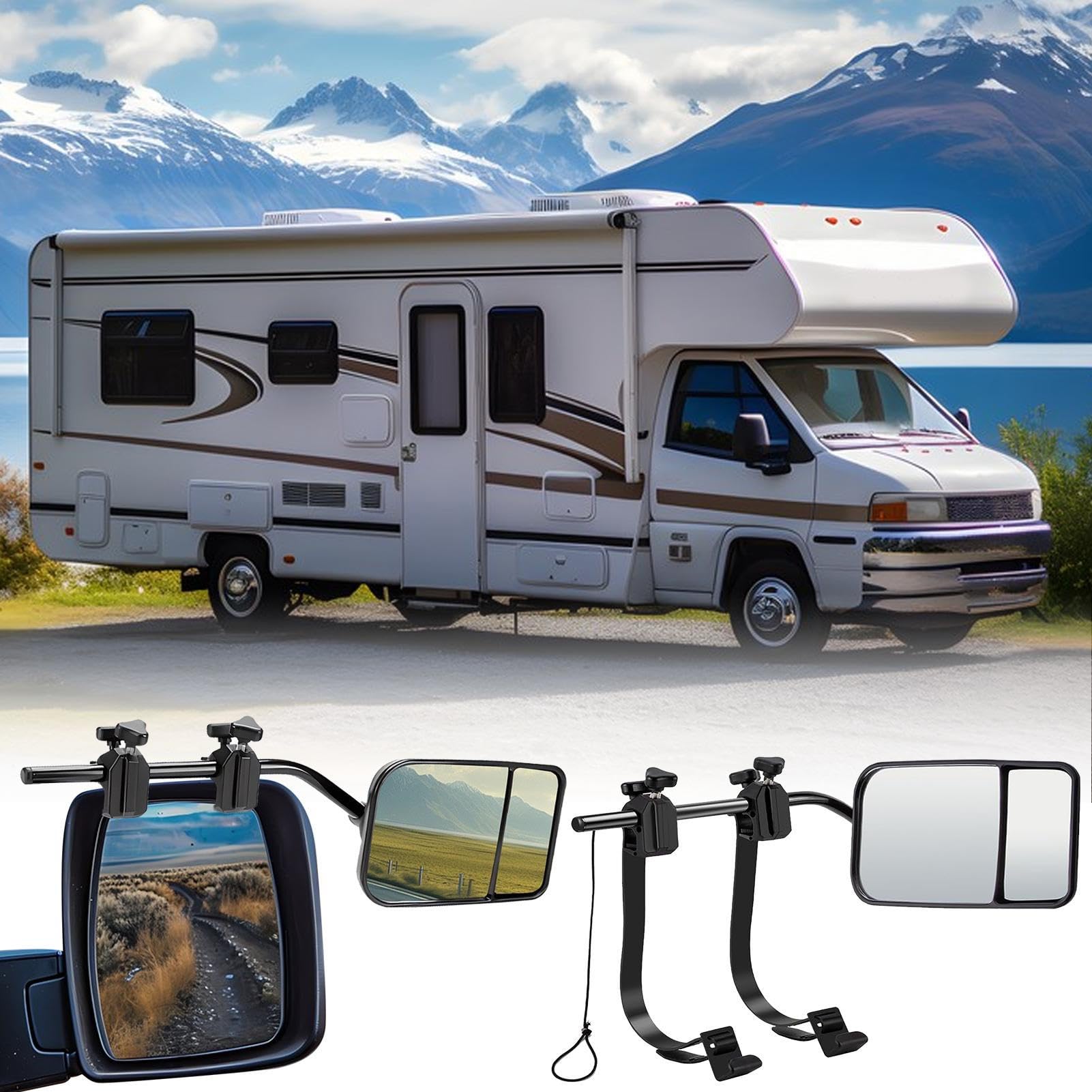 Extenseurs de Rétroviseurs pour Remorquage | 2 Pièces Extenseurs de Rétroviseurs à Clip | Elargisseurs Angle Large Pour Camion Pickup Fourgon SUV Voiture Bateau