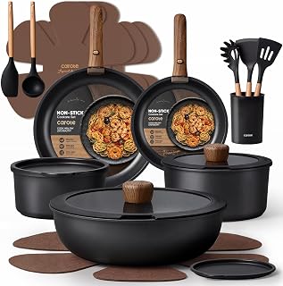 CAROTE Non Stick Detachable Handle Cookware 21pcs Pots and Pans Set