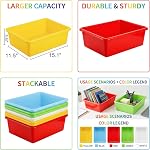 WUWEOT 5 Pack Large Storage Bins, 15" x 11.5" Plastic Stackable Classroom Organizer, Multipurpose Toy Basket for Classroom, Nursery, Playrooms and Home Organization