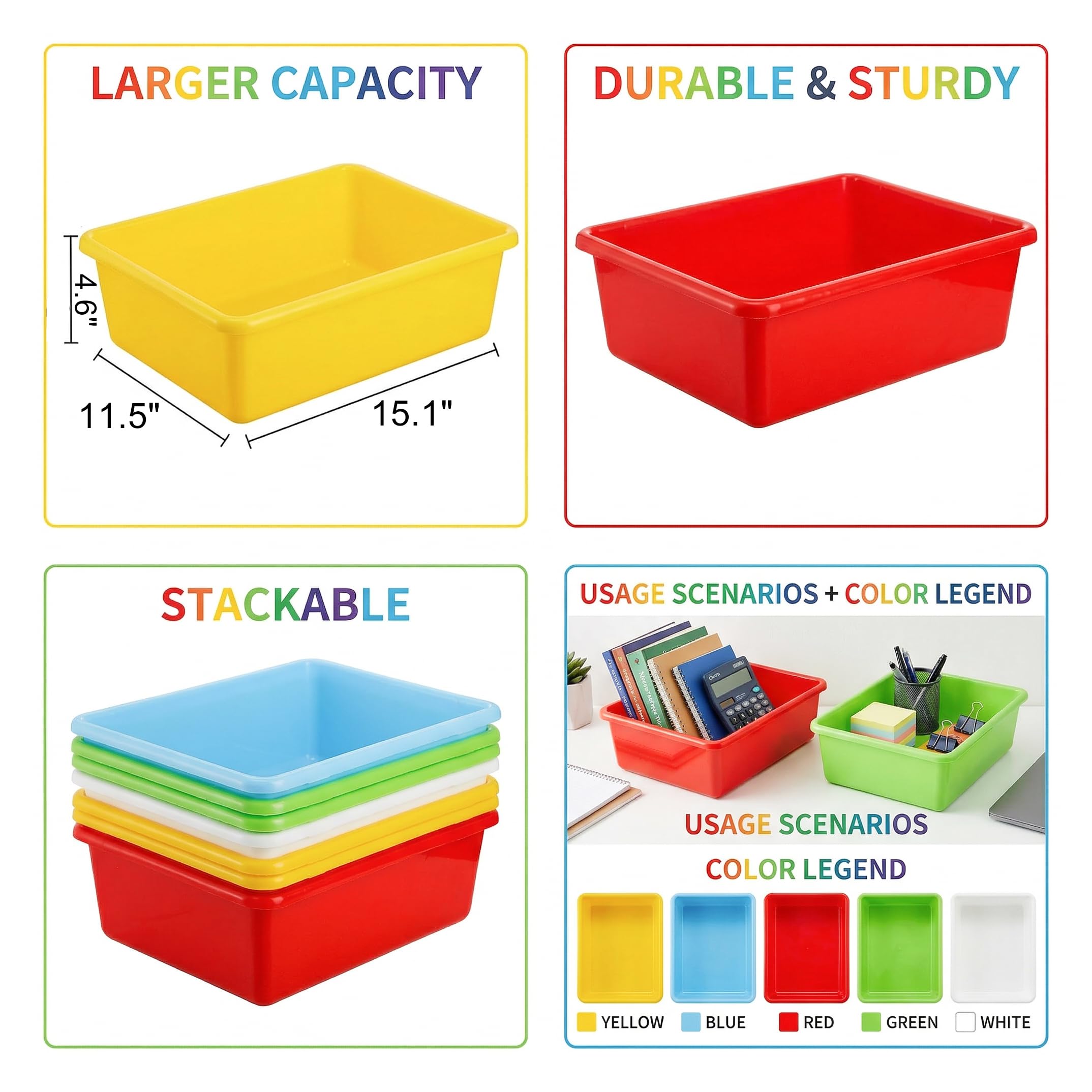 WUWEOT 5 Pack Large Storage Bins, 15