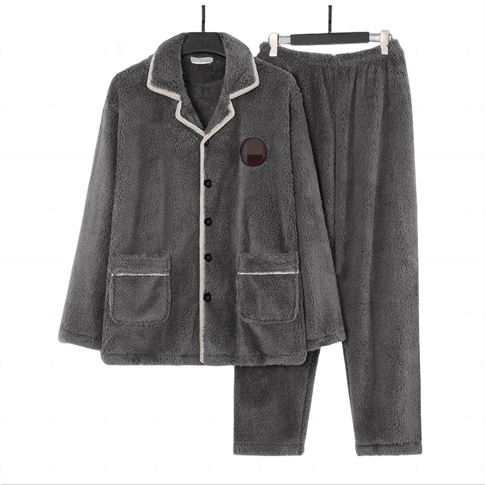 Męskie zimowe piżamy 7Xl męskie ciepłe zestawy piżam 2-częściowy zestaw flanelowa bielizna nocna luźne zestawy z długim rękawem-3Xl-A